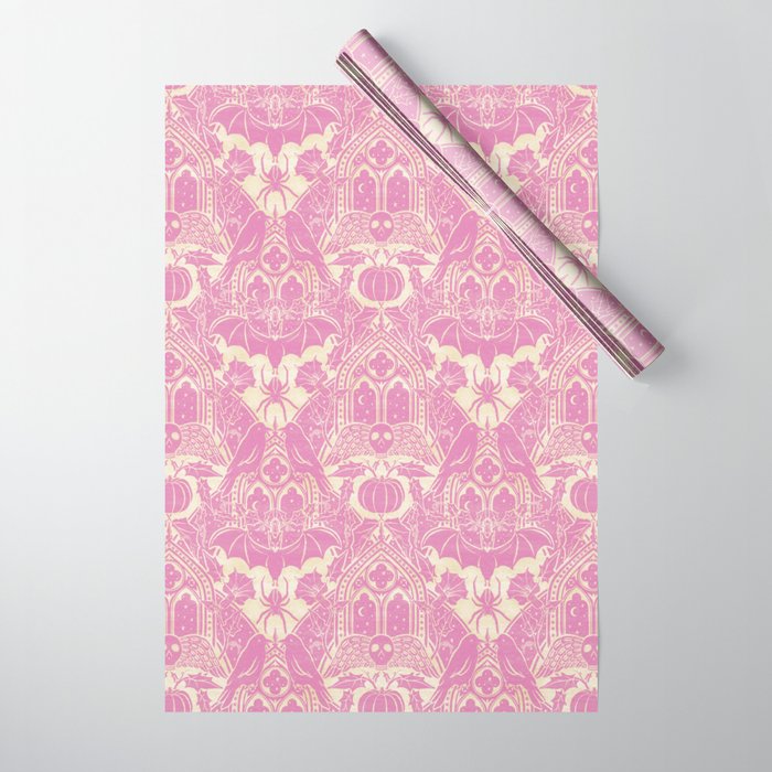 Gothic Halloween Damask - primrose and cream  Wrapping Paper Gallery Image 1