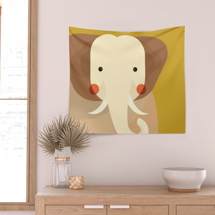 Elephant, Animal Portrait Wall Tapestry Gallery Image 2