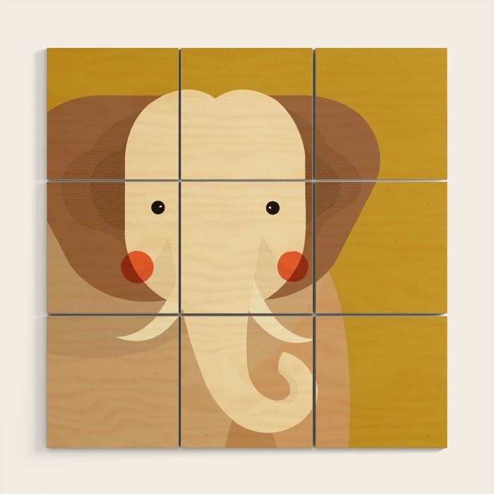 Elephant, Animal Portrait Wood Wall Art Gallery Image 1