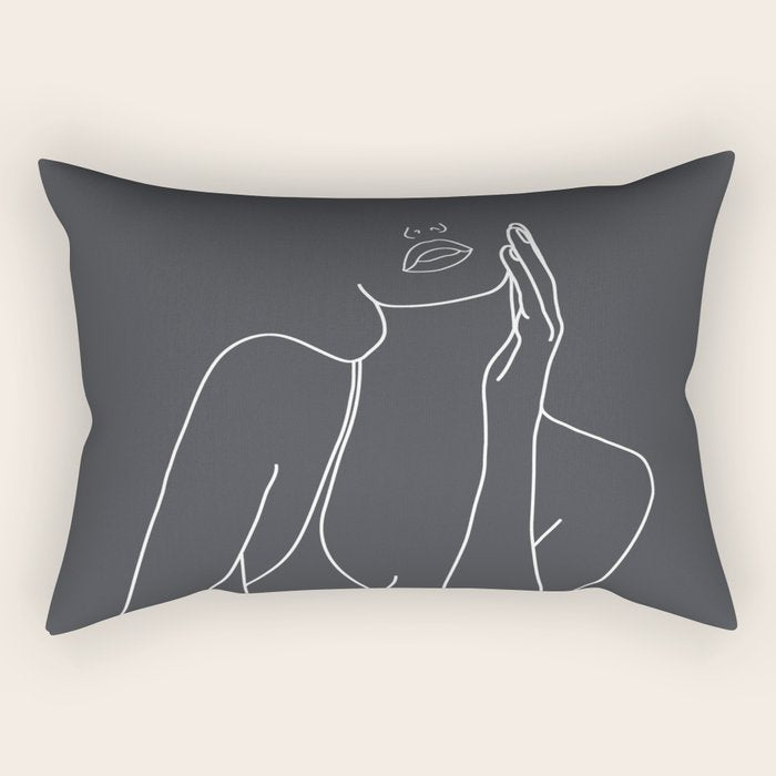 Minimal Line Art of a Woman Rectangular Pillow Gallery Image 1