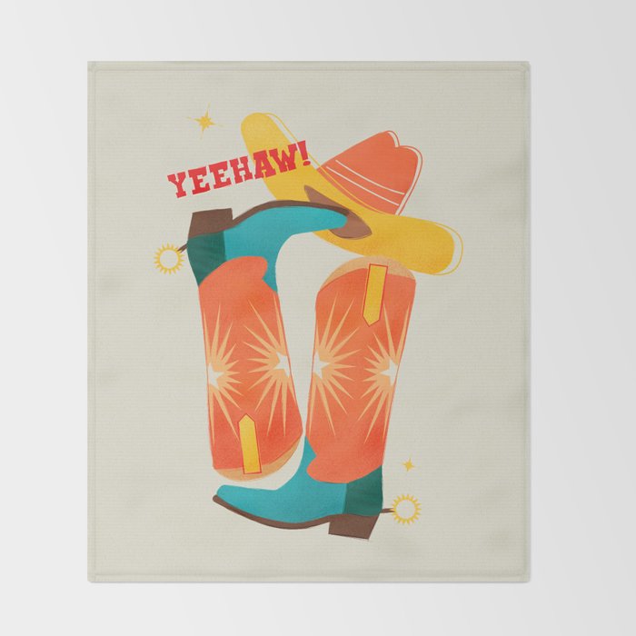 Yeehaw! Bright Cowboy Boots Throw Blanket Gallery Image 2