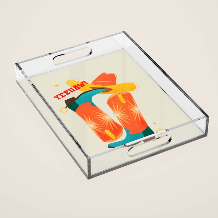 Yeehaw! Bright Cowboy Boots Acrylic Tray Gallery Image 1