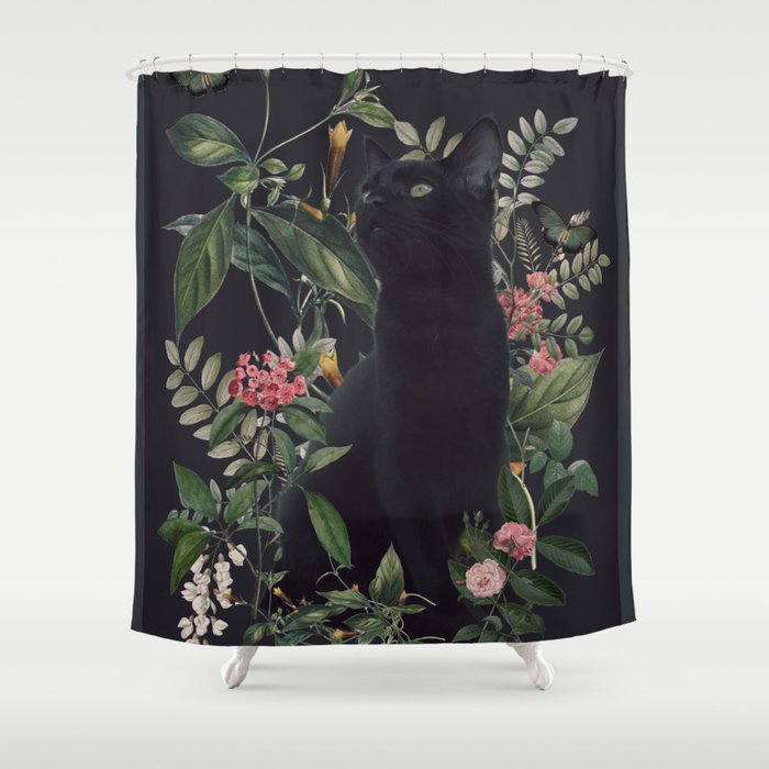 Garden Cat Shower Curtain Gallery Image 1