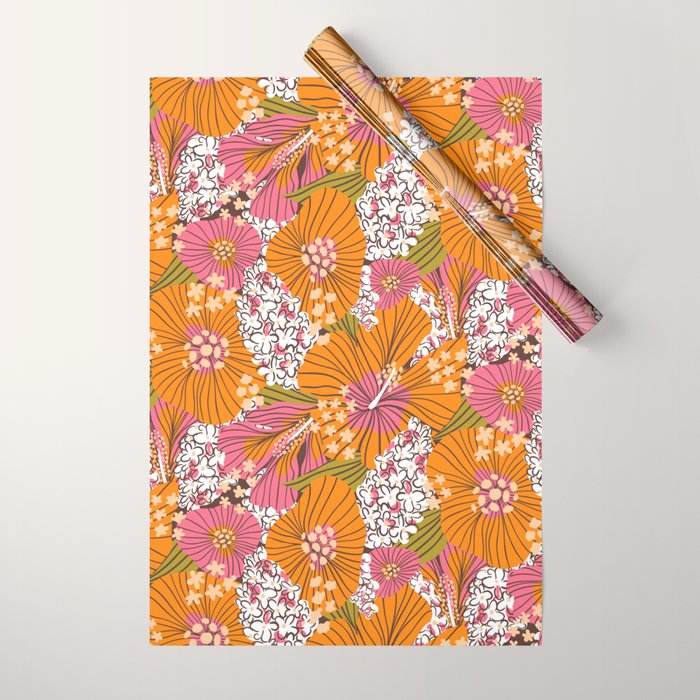 Bold Hibiscus in Retro Eclectic Wrapping Paper Gallery Image 1