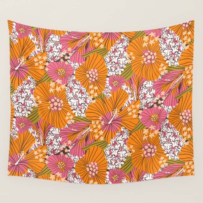 Bold Hibiscus in Retro Eclectic Wall Tapestry Gallery Image 4