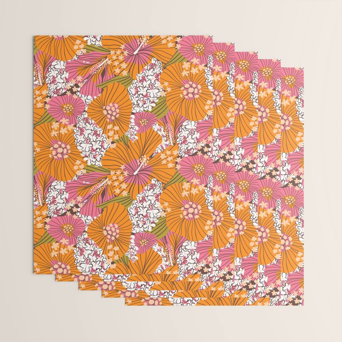 Bold Hibiscus in Retro Eclectic Wrapping Paper Gallery Image 3