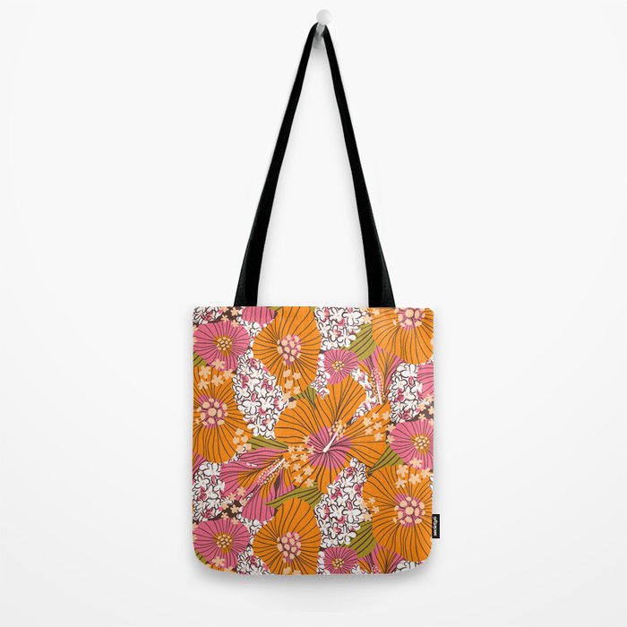 Bold Hibiscus in Retro Eclectic Tote Bag Gallery Image 2