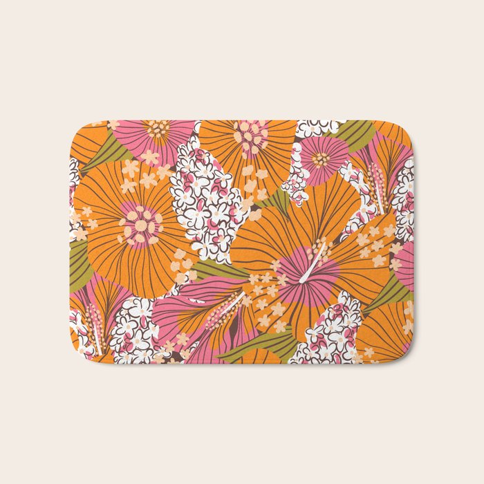 Bold Hibiscus in Retro Eclectic Bath Mat Gallery Image 1