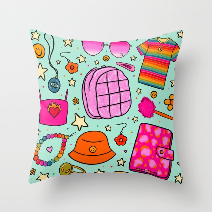 90's Things Print Throw Pillow Gallery Image 6