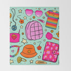 90's Things Print Throw Blanket Gallery Image 2