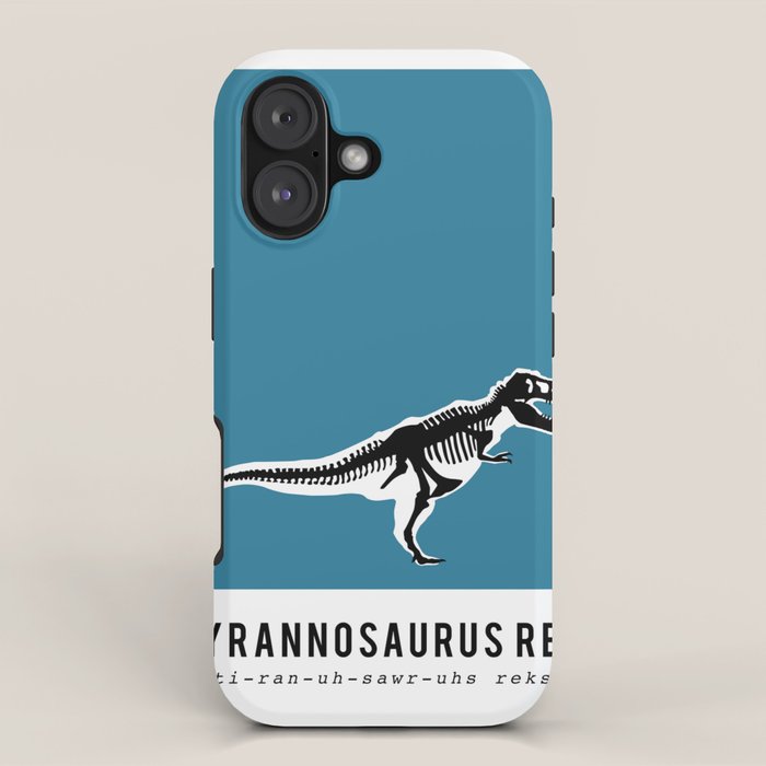 T-Rex Dinosaur Fossil / Skeleton in blue iPhone Case Gallery Image 1