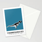 T-Rex Dinosaur Fossil / Skeleton in blue Stationery Card Gallery Image 2