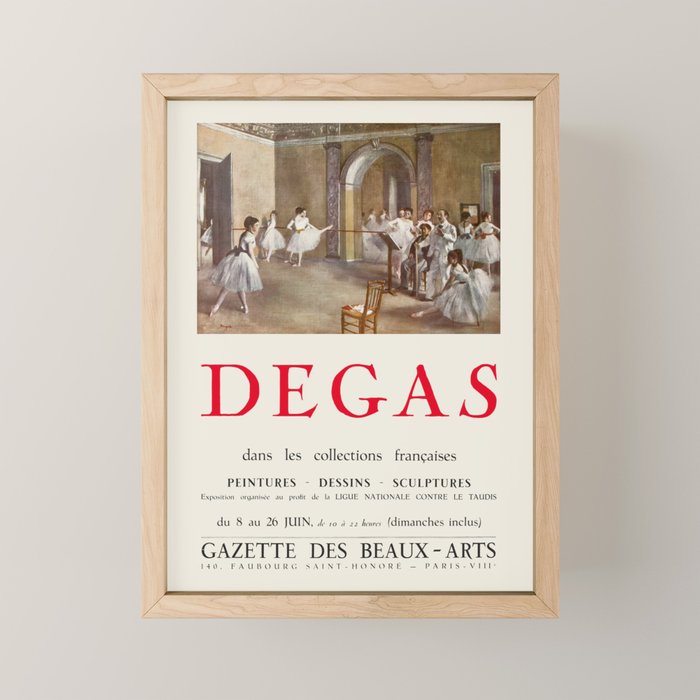 Edgar Degas Vintage Exhibition Poster, 1955 Mini Art Print Gallery Image 1