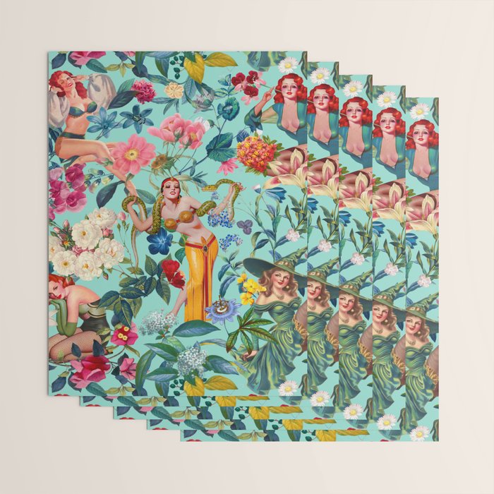 Floral and Pin-Up Girls V Wrapping Paper Gallery Image 3