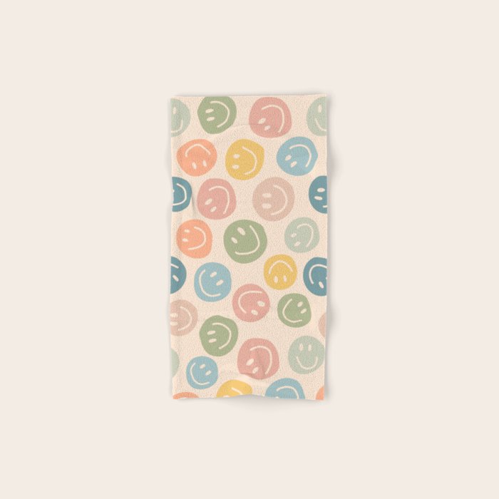 Colorful Smiley Faces Beige Pattern Bath Towel Gallery Image 1