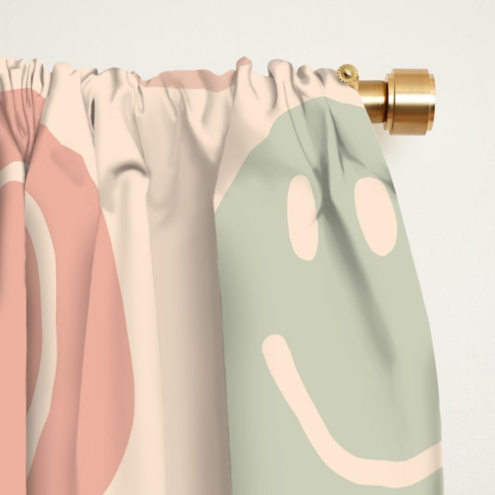 Colorful Smiley Faces Beige Pattern Window Curtain Gallery Image 2