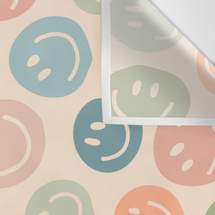 Colorful Smiley Faces Beige Pattern Wall Tapestry Gallery Image 3