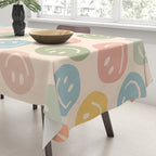 Colorful Smiley Faces Beige Pattern Tablecloth Gallery Image 3