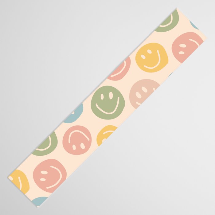 Colorful Smiley Faces Beige Pattern Table Runner Gallery Image 3