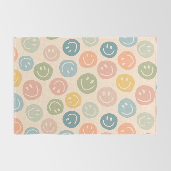 Colorful Smiley Faces Beige Pattern Rug Gallery Image 2