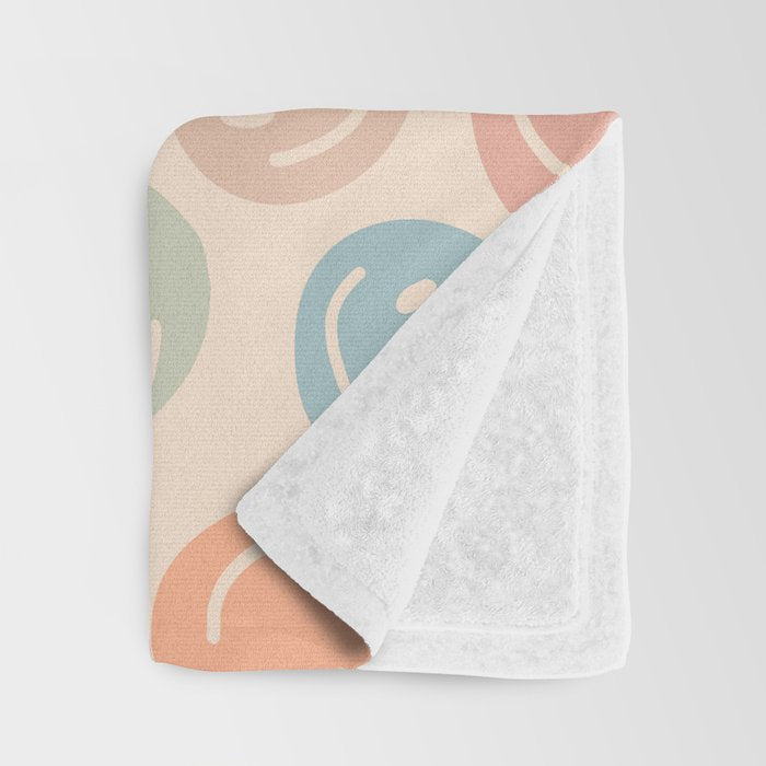 Colorful Smiley Faces Beige Pattern Throw Blanket Gallery Image 3