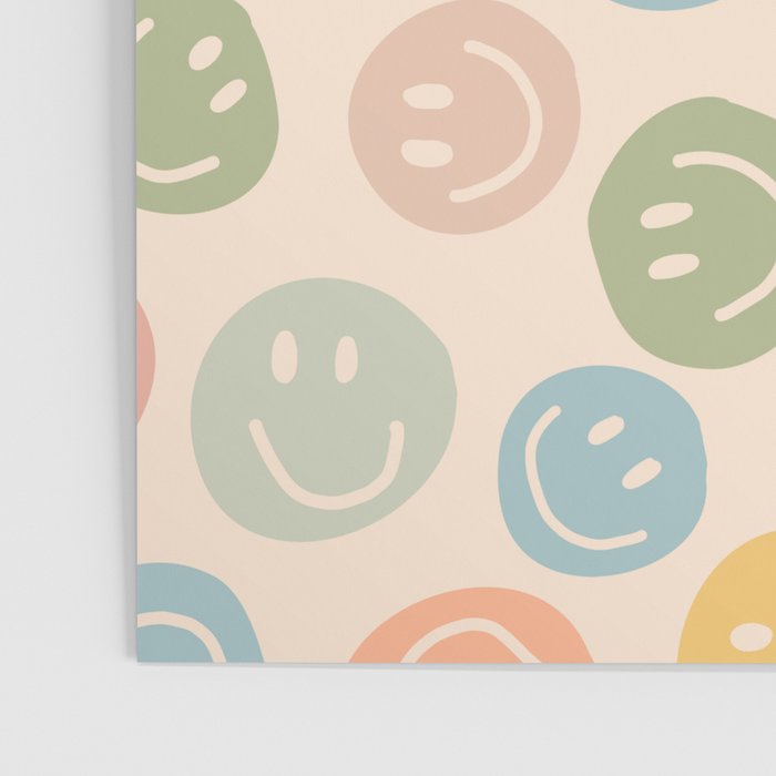 Colorful Smiley Faces Beige Pattern Poster Gallery Image 3