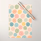 Colorful Smiley Faces Beige Pattern Wrapping Paper Gallery Image 1