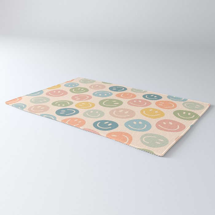 Colorful Smiley Faces Beige Pattern Rug Gallery Image 3