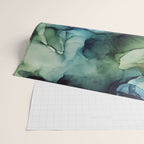 Land and Water Abstract Ink Painting Blues and Greens Wrapping Paper Gallery Image 2