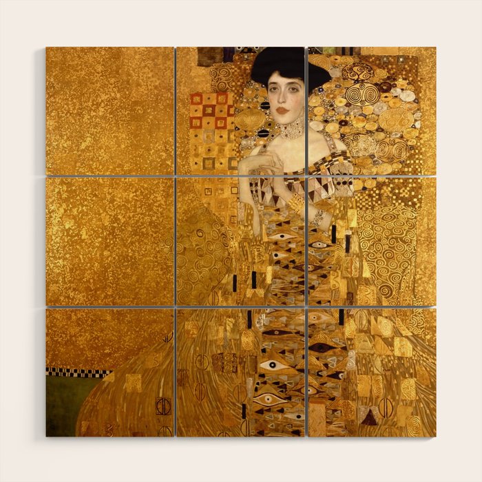Woman in Gold Portrait by Gustav Klimt Wood Wall Art Gallery Image 1