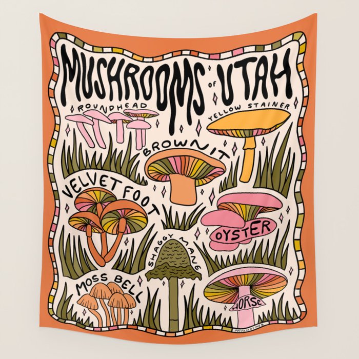 Mushrooms of Utah Wall Tapestry Gallery Image 4