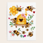 Bees with Flowers and Honey Poster Gallery Image 4