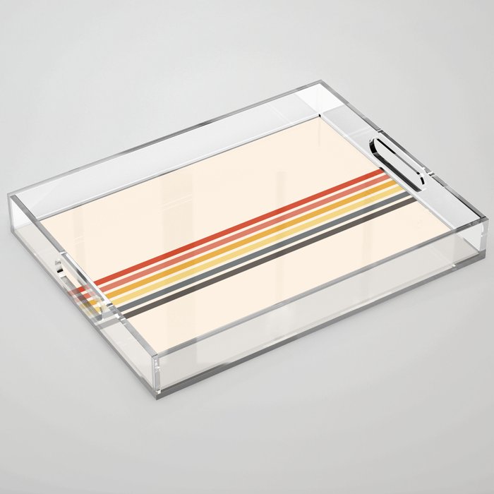 Preda - Classic Motley 70s Vintage Style Retro Stripes Acrylic Tray Gallery Image 1