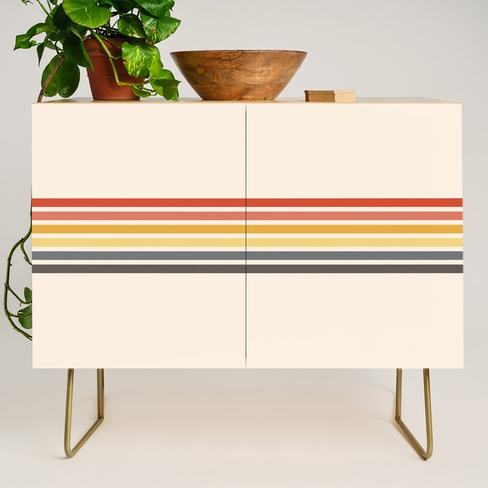 Preda - Classic Motley 70s Vintage Style Retro Stripes Credenza Gallery Image 1