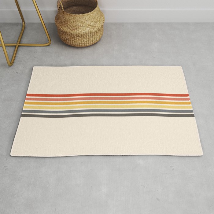 Preda - Classic Motley 70s Vintage Style Retro Stripes Rug Gallery Image 1