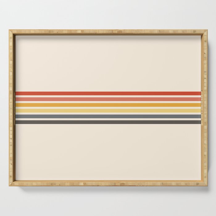 Preda - Classic Motley 70s Vintage Style Retro Stripes Serving Tray Gallery Image 1