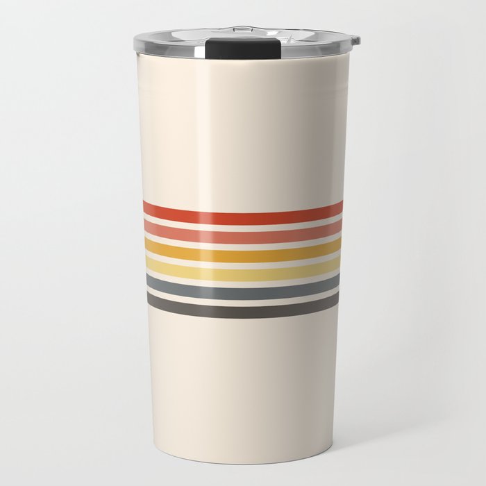 Preda - Classic Motley 70s Vintage Style Retro Stripes Travel Mug Gallery Image 1