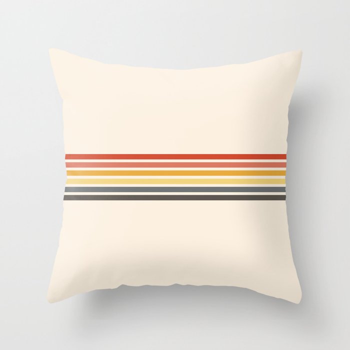 Preda - Classic Motley 70s Vintage Style Retro Stripes Throw Pillow Gallery Image 6
