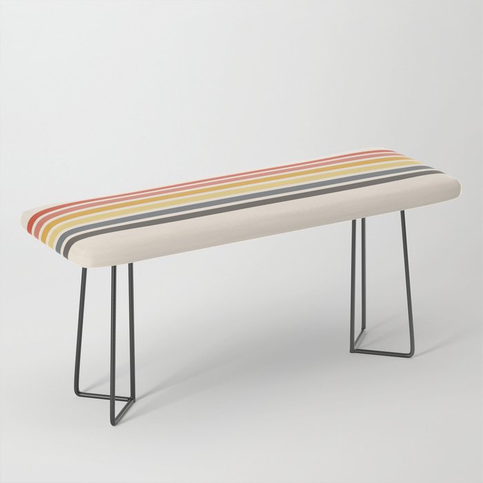 Preda - Classic Motley 70s Vintage Style Retro Stripes Bench Gallery Image 1
