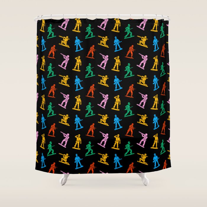 Colorful toy soldier doodle art pattern Shower Curtain Gallery Image 1