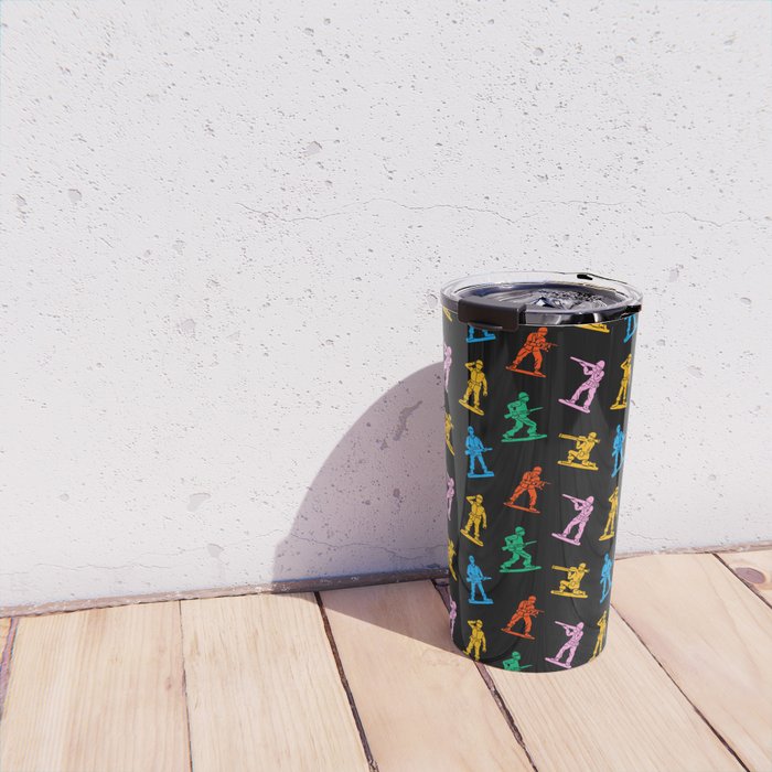 Colorful toy soldier doodle art pattern Travel Mug Gallery Image 4