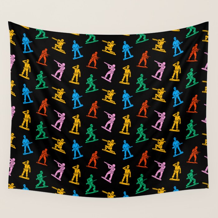 Colorful toy soldier doodle art pattern Wall Tapestry Gallery Image 1