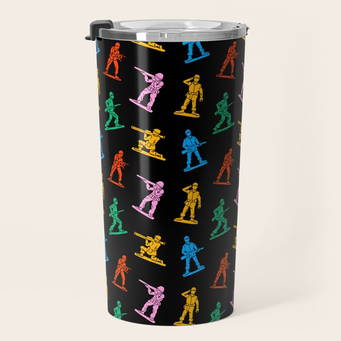 Colorful toy soldier doodle art pattern Travel Mug Gallery Image 3
