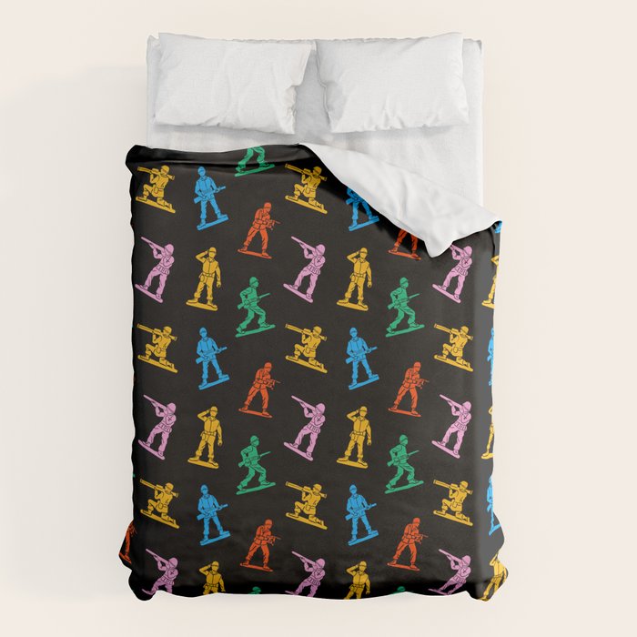Colorful toy soldier doodle art pattern Duvet Cover Gallery Image 1