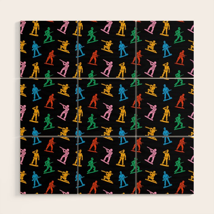 Colorful toy soldier doodle art pattern Wood Wall Art Gallery Image 1