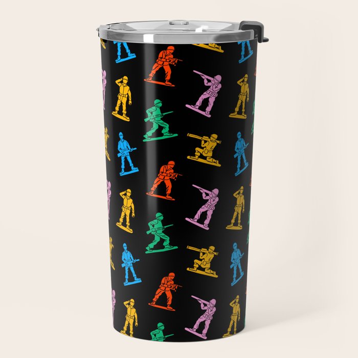 Colorful toy soldier doodle art pattern Travel Mug Gallery Image 2