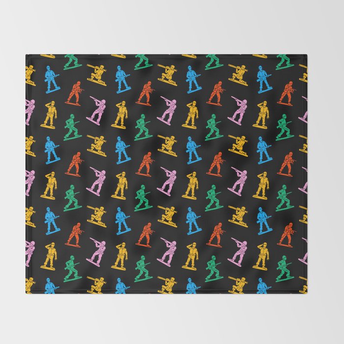 Colorful toy soldier doodle art pattern Throw Blanket Gallery Image 2