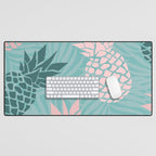 Summer, Pineapple Art, Pink, Turquoise, Teal Desk Mat Gallery Image 1