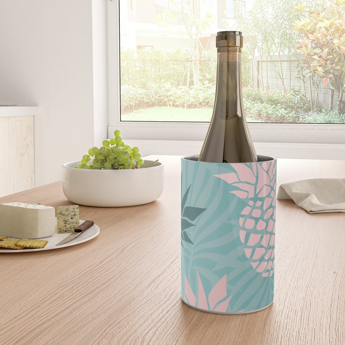 Summer, Pineapple Art, Pink, Turquoise, Teal Wine Chiller Gallery Image 4