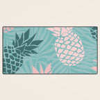 Summer, Pineapple Art, Pink, Turquoise, Teal Desk Mat Gallery Image 3